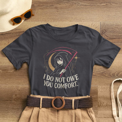 I Do Not Owe You Comfort – Goth Anime Reaper Girl Boundary-Setting T-Shirt