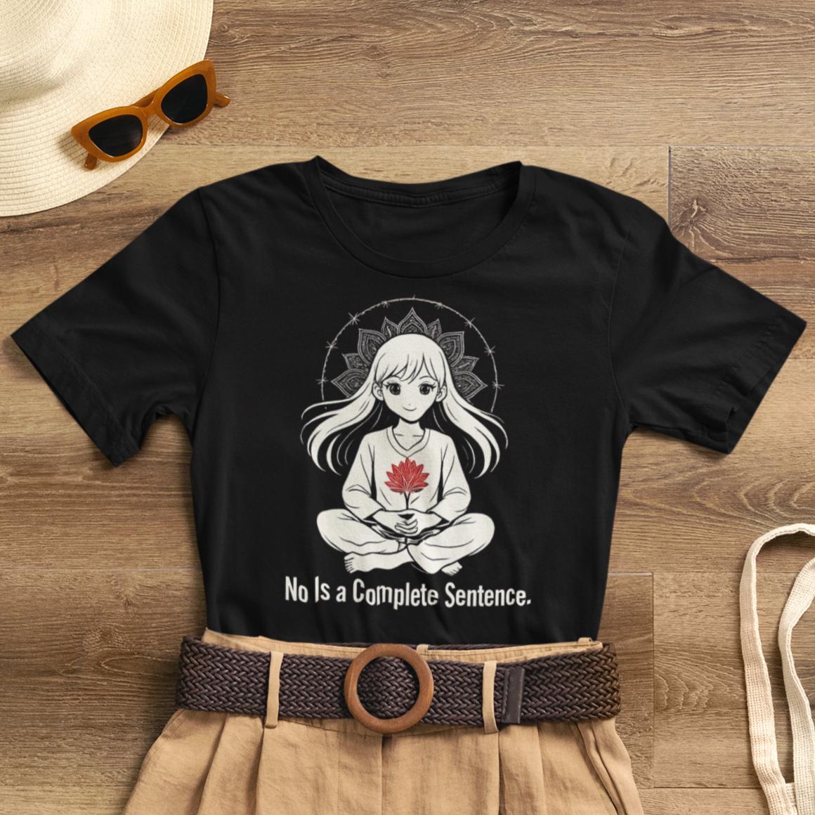 No Is a Complete Sentence – Soft Goth Anime Girl Boundary-Setting T-Shirt