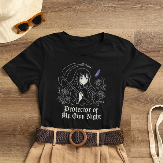 Protector of My Own Night – Goth Anime Moon Guardian T-Shirt