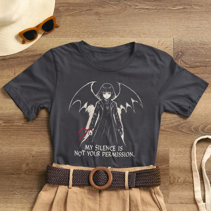 My Silence Is Not Your Permission – Gothic Anime Vampire Girl T-Shirt, Dark Feminine Boundaries Tee