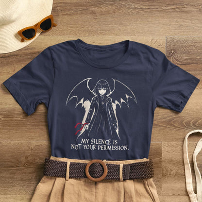My Silence Is Not Your Permission – Gothic Anime Vampire Girl T-Shirt, Dark Feminine Boundaries Tee