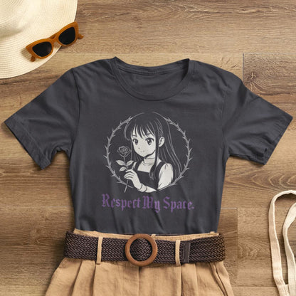 Respect My Space – Goth Anime Girl T-Shirt, Soft Rebel Aesthetic Tee, Dark Fairycore Graphic Shirt