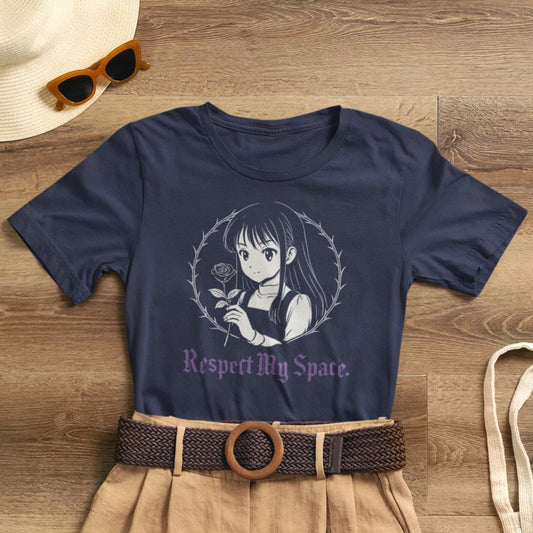 Respect My Space – Goth Anime Girl T-Shirt, Soft Rebel Aesthetic Tee, Dark Fairycore Graphic Shirt