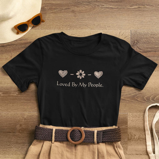 Loved By My People – Minimal Heart & Flower Unisex T-Shirt | Soft Everyday Family Love Tee