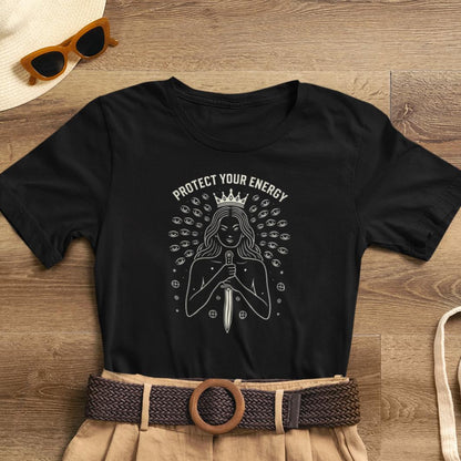 Protect Your Energy T-Shirt – Dark Feminine Spiritual Graphic Tee – Witchy Empowerment Shirt for Women