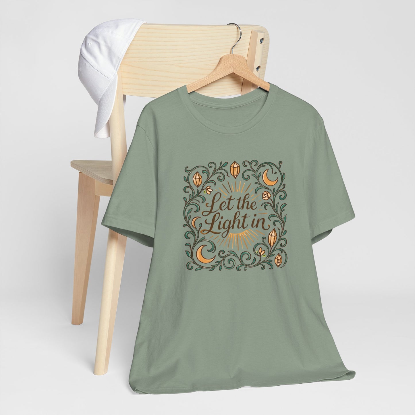 Let the Light In – Mindful Floral Quote T-Shirt