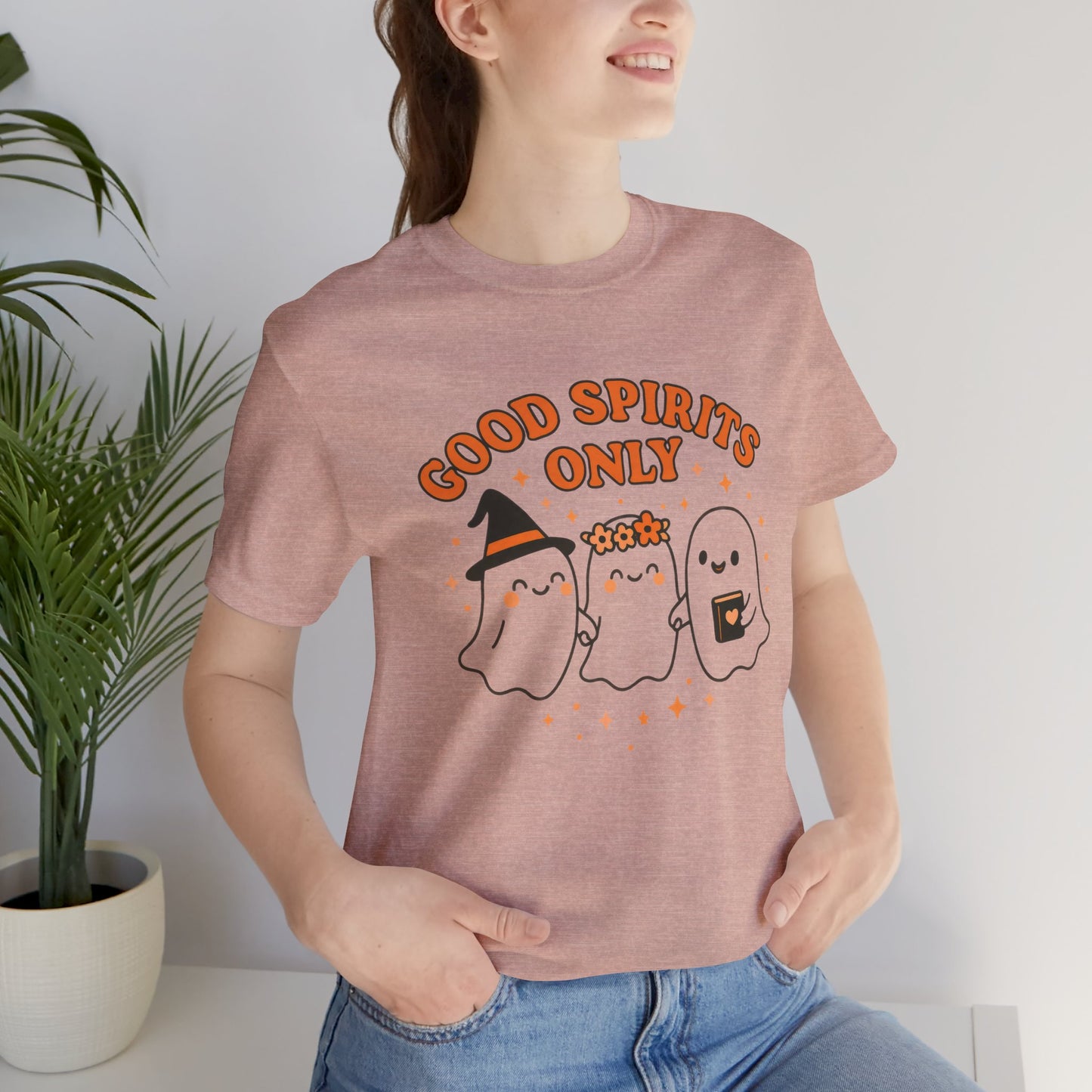 Good Spirits Only Halloween T-Shirt – Cute Kawaii Ghost Friends Tee