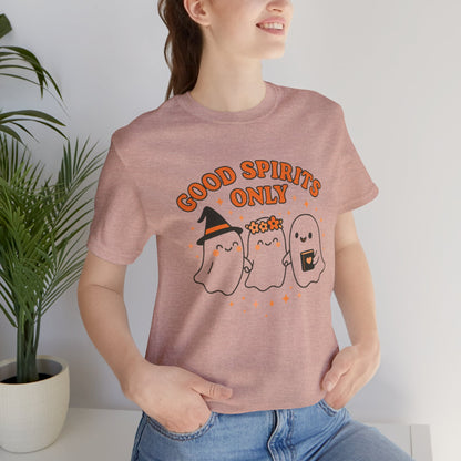 Good Spirits Only Halloween T-Shirt – Cute Kawaii Ghost Friends Tee