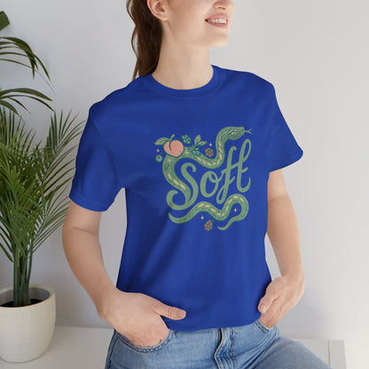 Soft Snake Graphic Tee – Mystical Nature-Inspired Unisex Shirt, Botanical Serpent Design, Whimsical Eco Aesthetic