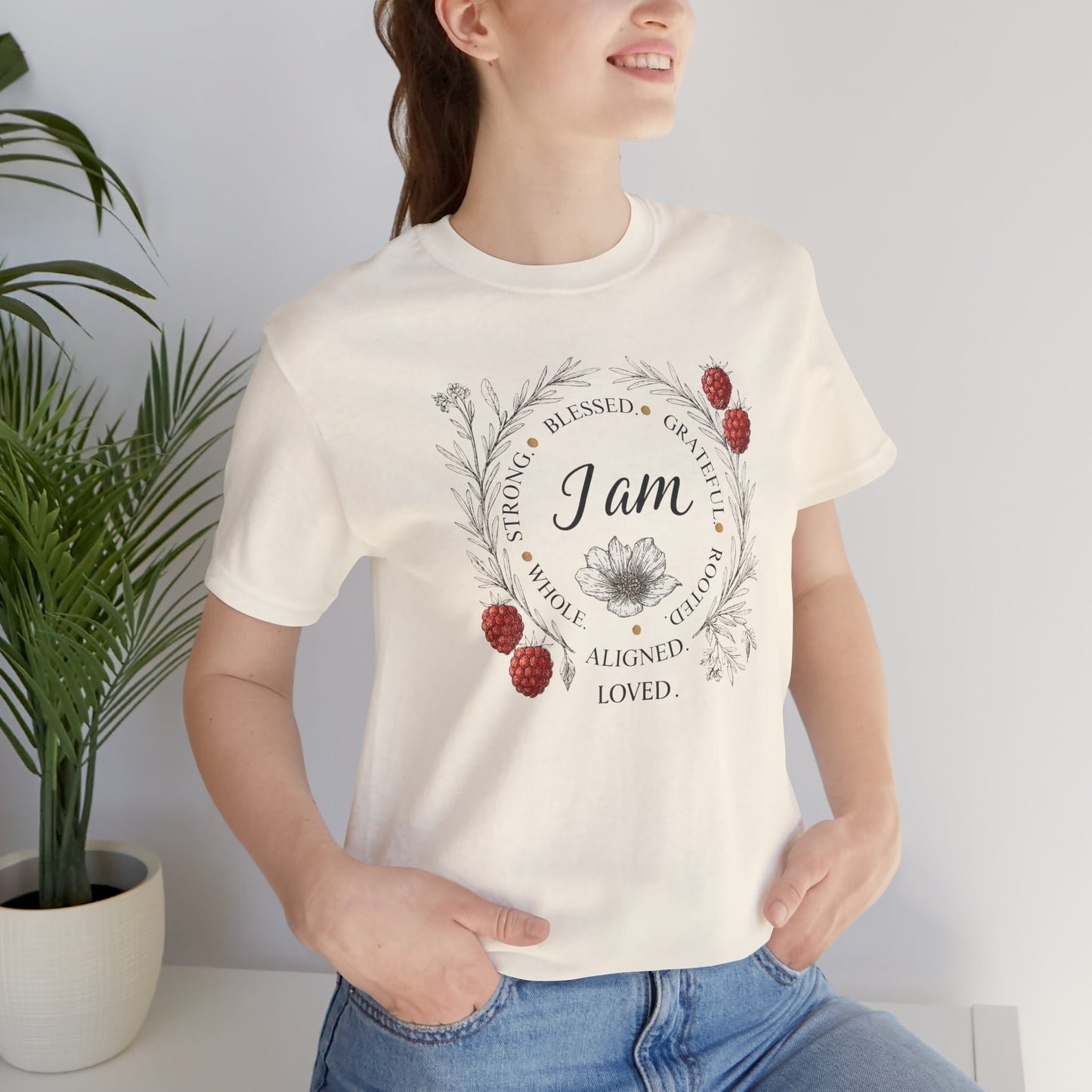 I Am Aligned & Loved – Spiritual Botanical Affirmation Tee