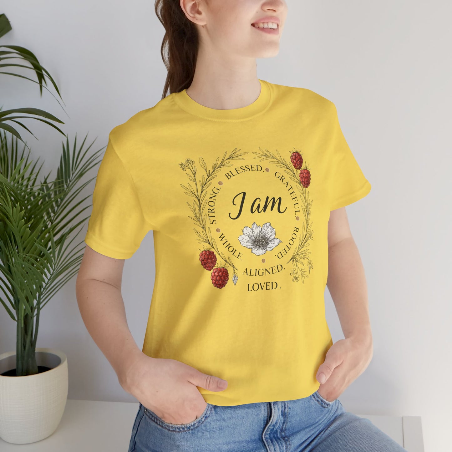 I Am Aligned & Loved – Spiritual Botanical Affirmation Tee
