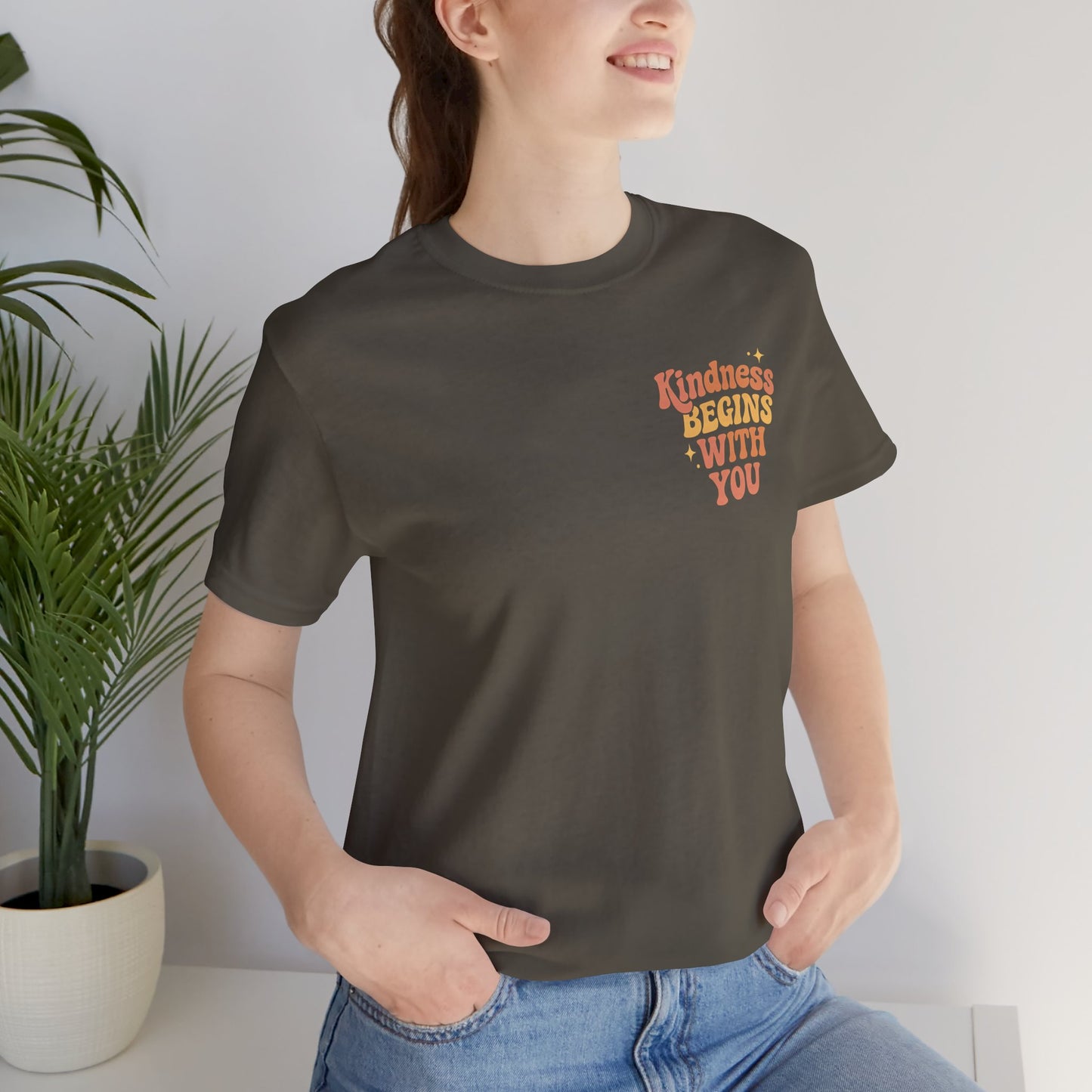 Kindness Begins With You Shirt – Positive Affirmation Tee | Mental Health & Self-Care Graphic T-Shirt (Front & Back Design)