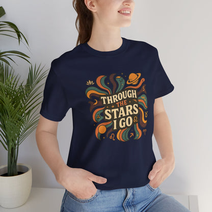 Through the Stars I Go Shirt | Retro Spacecore Tee | Cosmic Journey Top | Gentle Rebels Collection