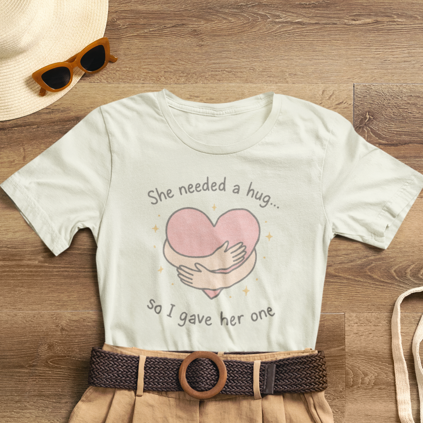 Cute Soft Pink Hug T-Shirt – Empathy, Comfort & Healing Graphic Tee