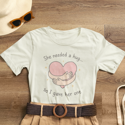 Cute Soft Pink Hug T-Shirt – Empathy, Comfort & Healing Graphic Tee