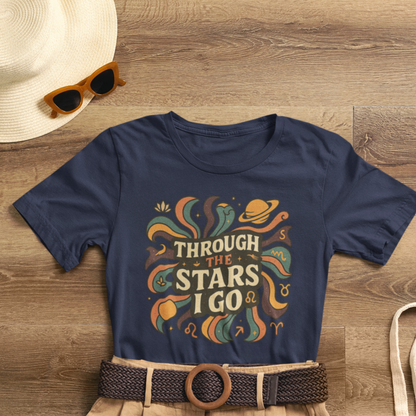 Through the Stars I Go Shirt | Retro Spacecore Tee | Cosmic Journey Top | Gentle Rebels Collection