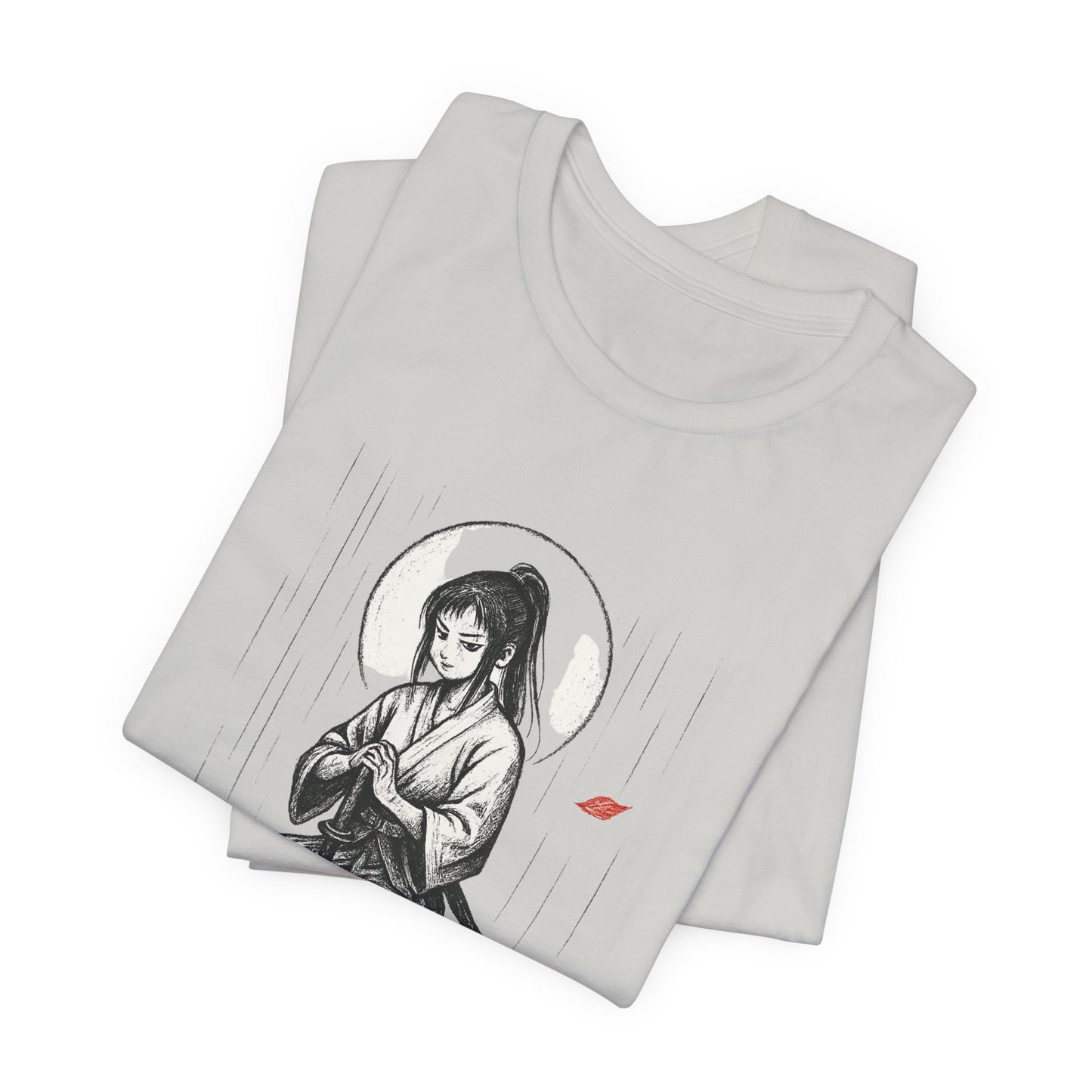 Strength in Stillness – Samurai Girl Meditation T-Shirt, Soft Warrior Graphic Tee, Anime Zen Art Shirt
