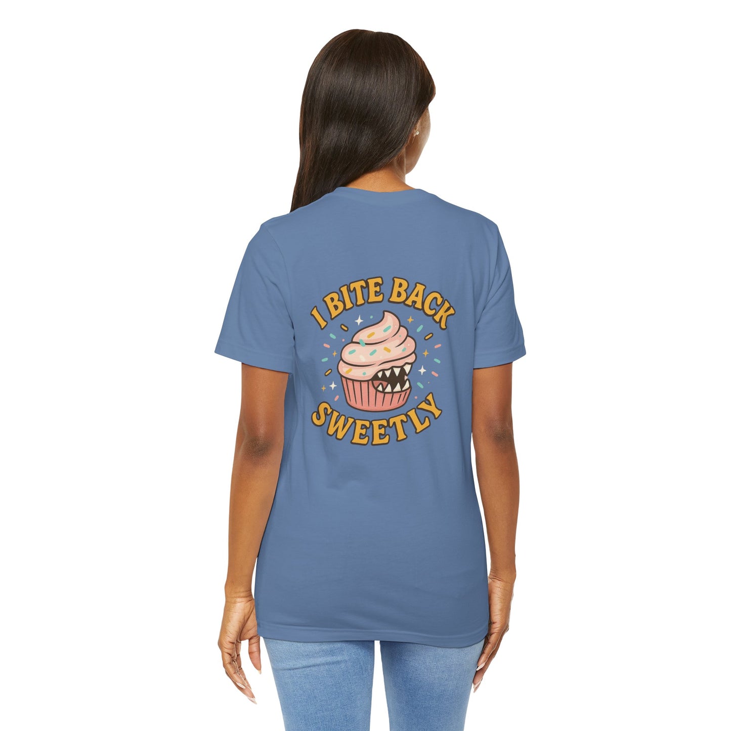 I Bite Back Sweetly Shirt – Front & Back Cupcake Graphic Tee with Sassy Quote
