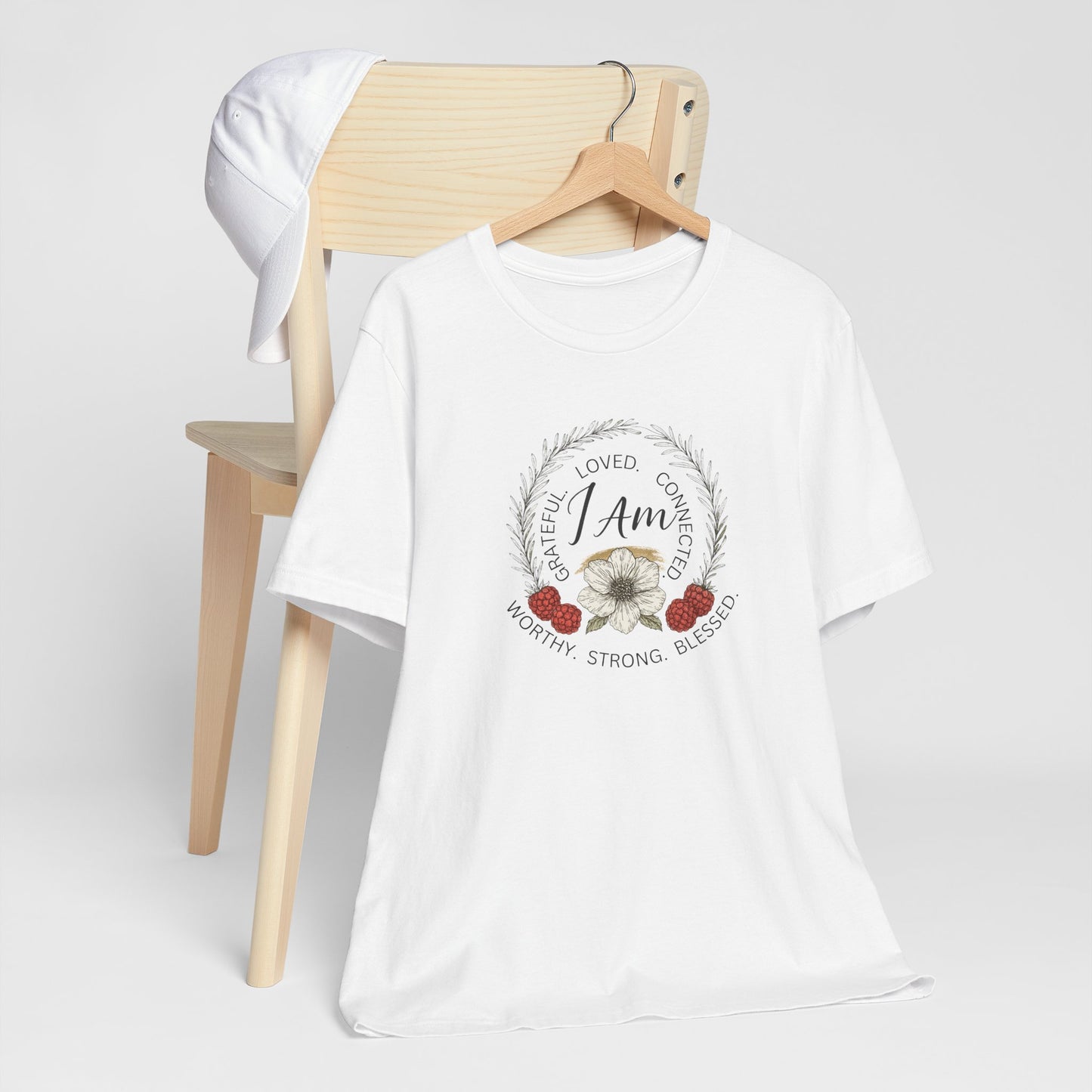 I Am Affirmation Shirt – Self Love T-Shirt, Empowerment Wreath Tee, Grateful Worthy Strong Blessed Top