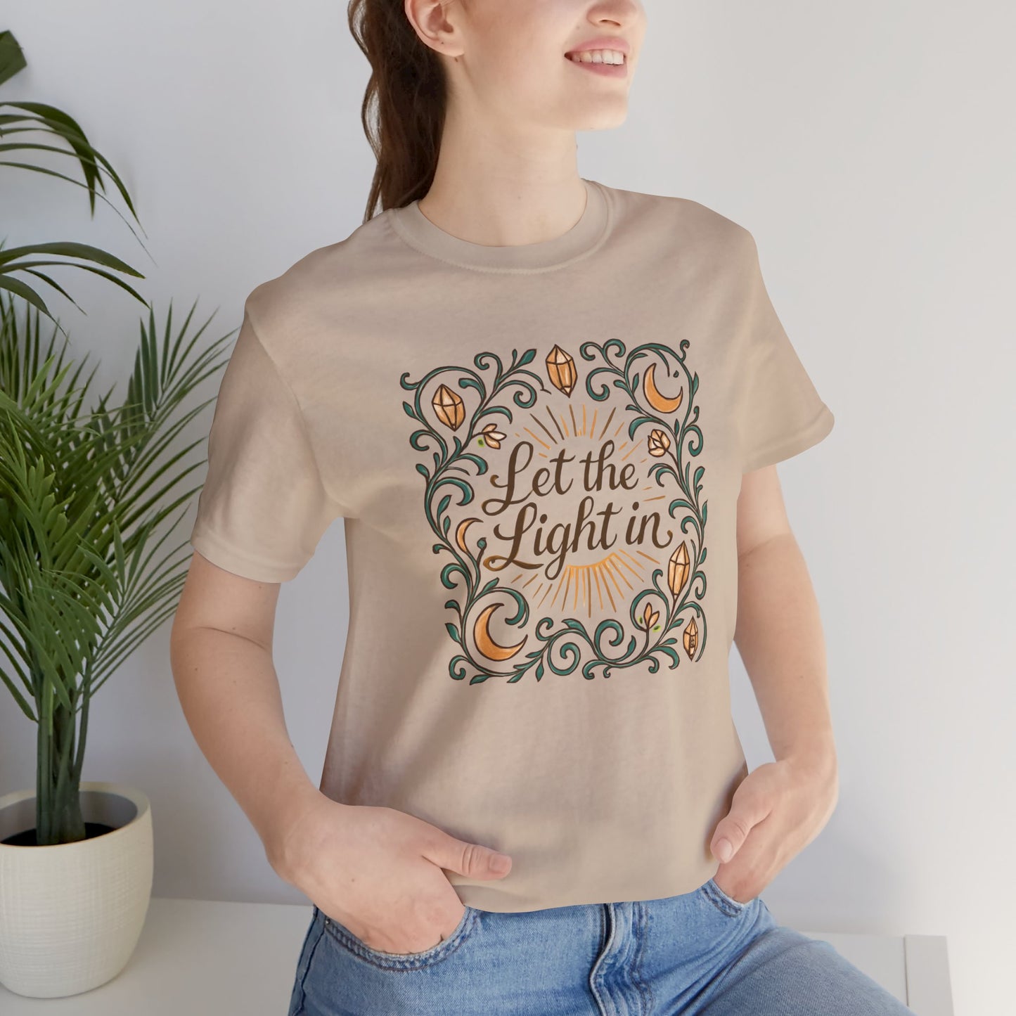 Let the Light In – Mindful Floral Quote T-Shirt