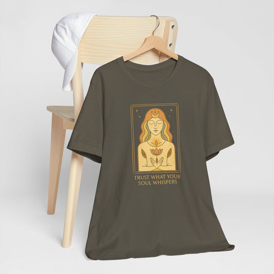 Trust Your Soul Whispers T-Shirt – Mystical Feminine Energy Graphic Tee
