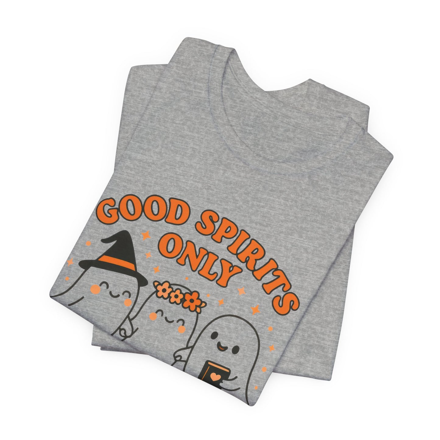 Good Spirits Only Halloween T-Shirt – Cute Kawaii Ghost Friends Tee