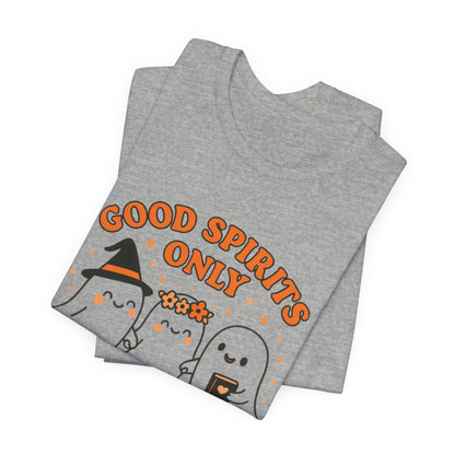 Good Spirits Only Halloween T-Shirt – Cute Kawaii Ghost Friends Tee