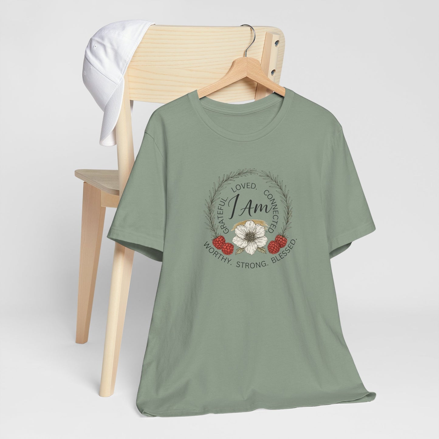 I Am Affirmation Shirt – Self Love T-Shirt, Empowerment Wreath Tee, Grateful Worthy Strong Blessed Top