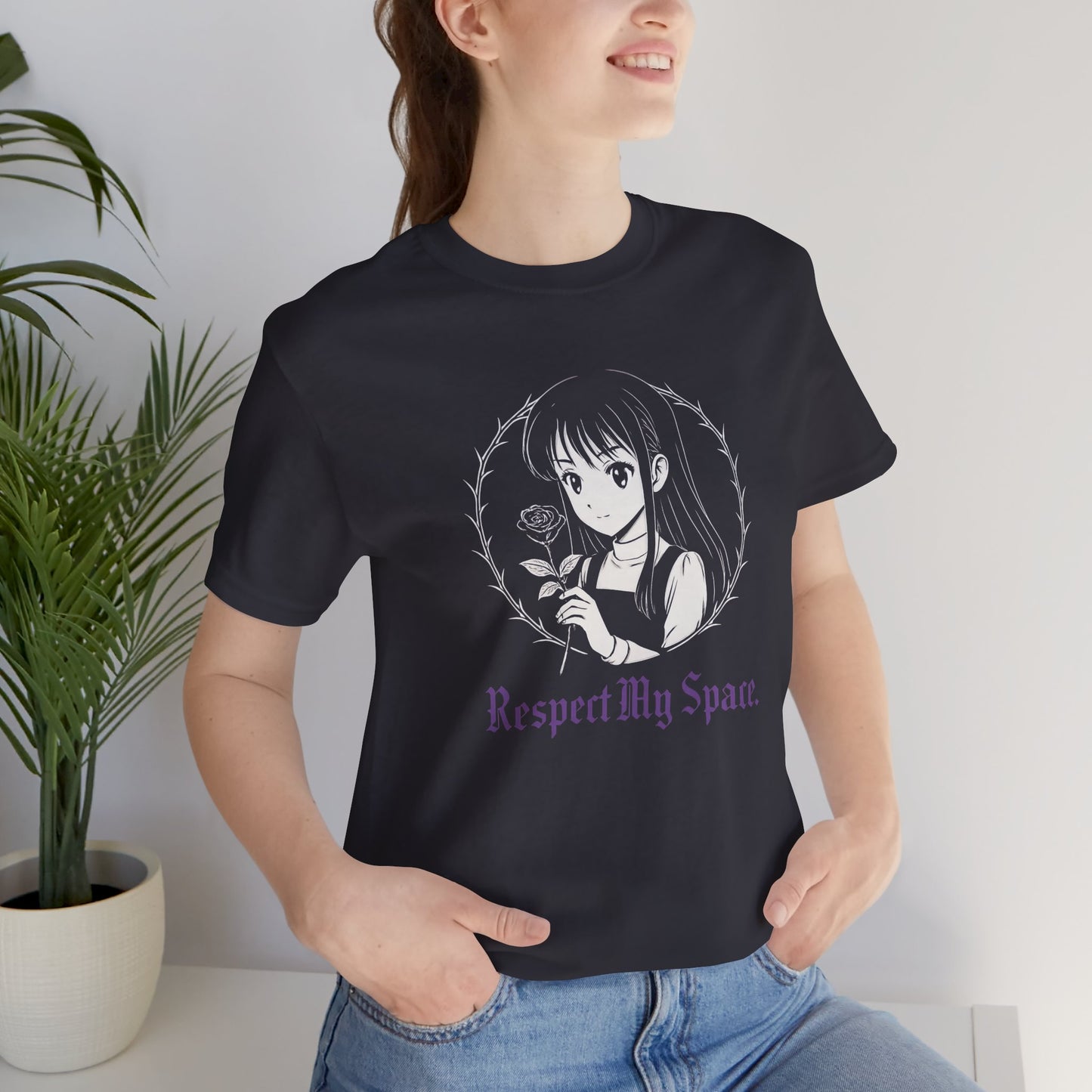 Respect My Space – Goth Anime Girl T-Shirt, Soft Rebel Aesthetic Tee, Dark Fairycore Graphic Shirt