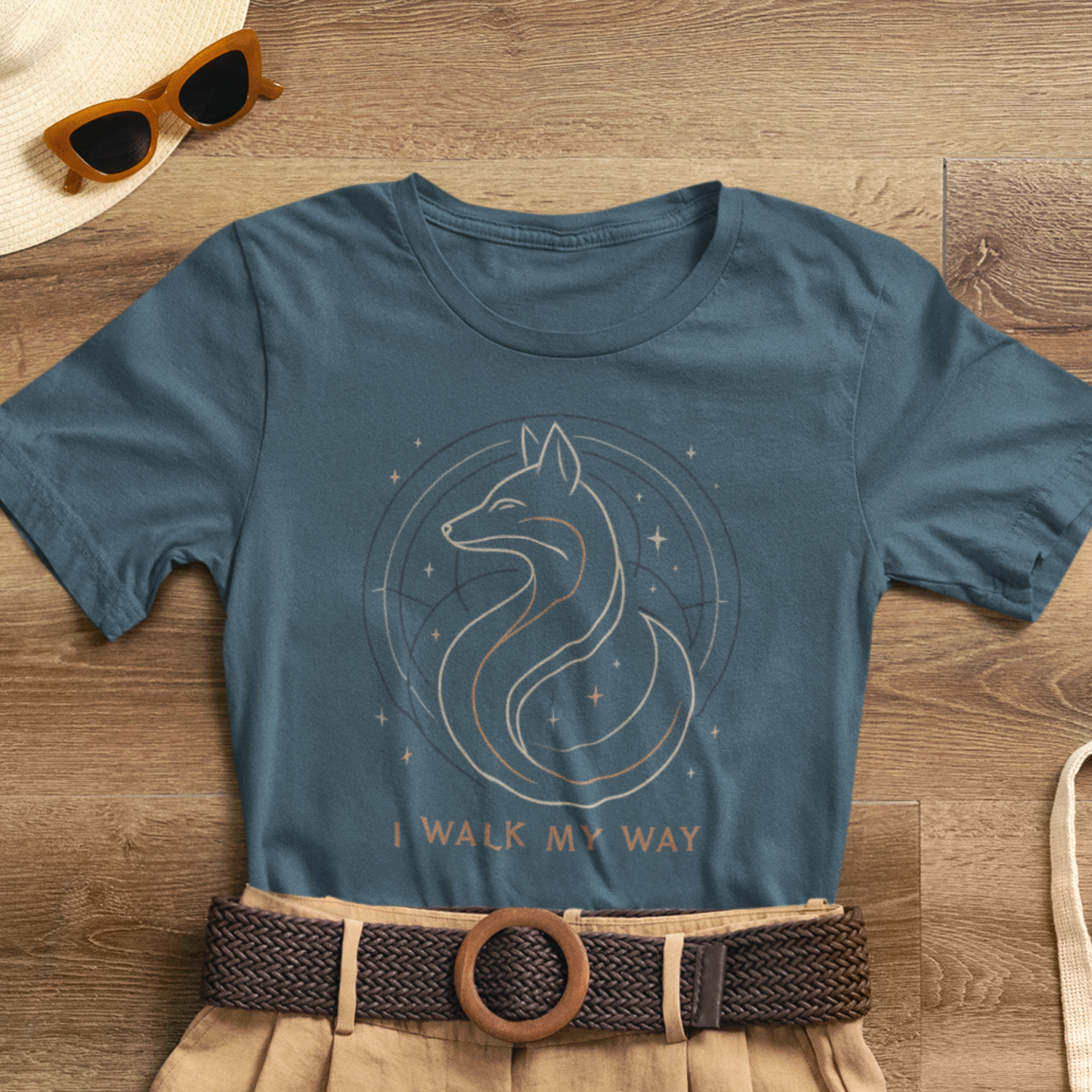 I Walk My Way Celestial Fox Shirt – Mystic Animal Graphic Tee for Free Spirits