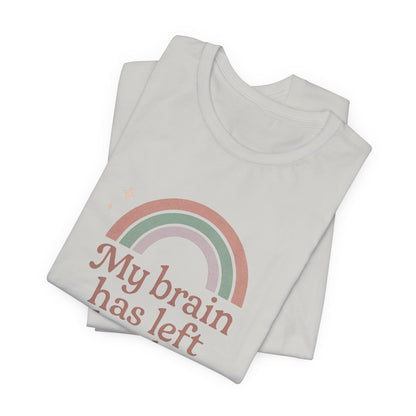 Funny Rainbow Quote T-Shirt – “My Brain Has Left the Chat” Retro Graphic Tee for Introverts & Humor Lovers