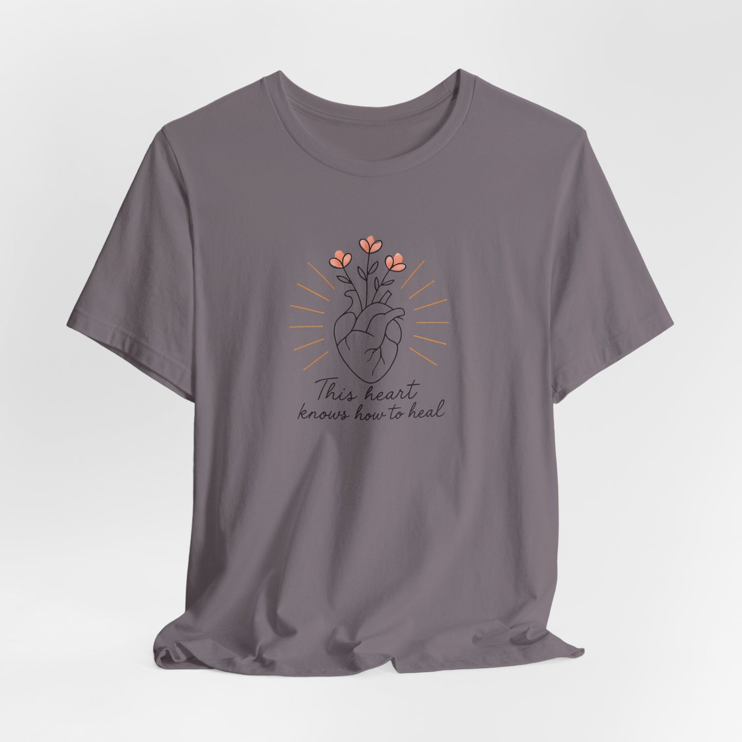 Healing Heart – Self-Growth Affirmation Tee with Floral Heart Design