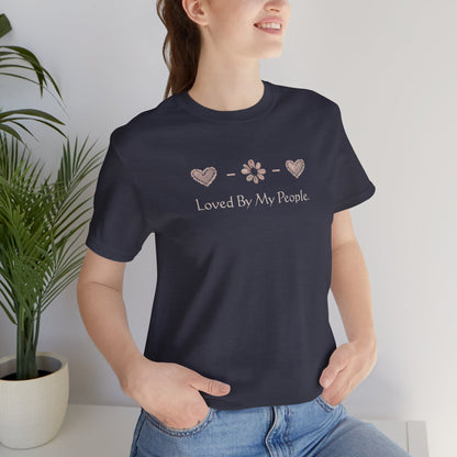 Loved By My People – Minimal Heart & Flower Unisex T-Shirt | Soft Everyday Family Love Tee