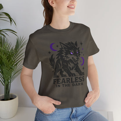 Fearless in the Dark – Moonlit Wolf T-Shirt, Mystic Creature Graphic Tee, Courage & Shadow Work Shirt