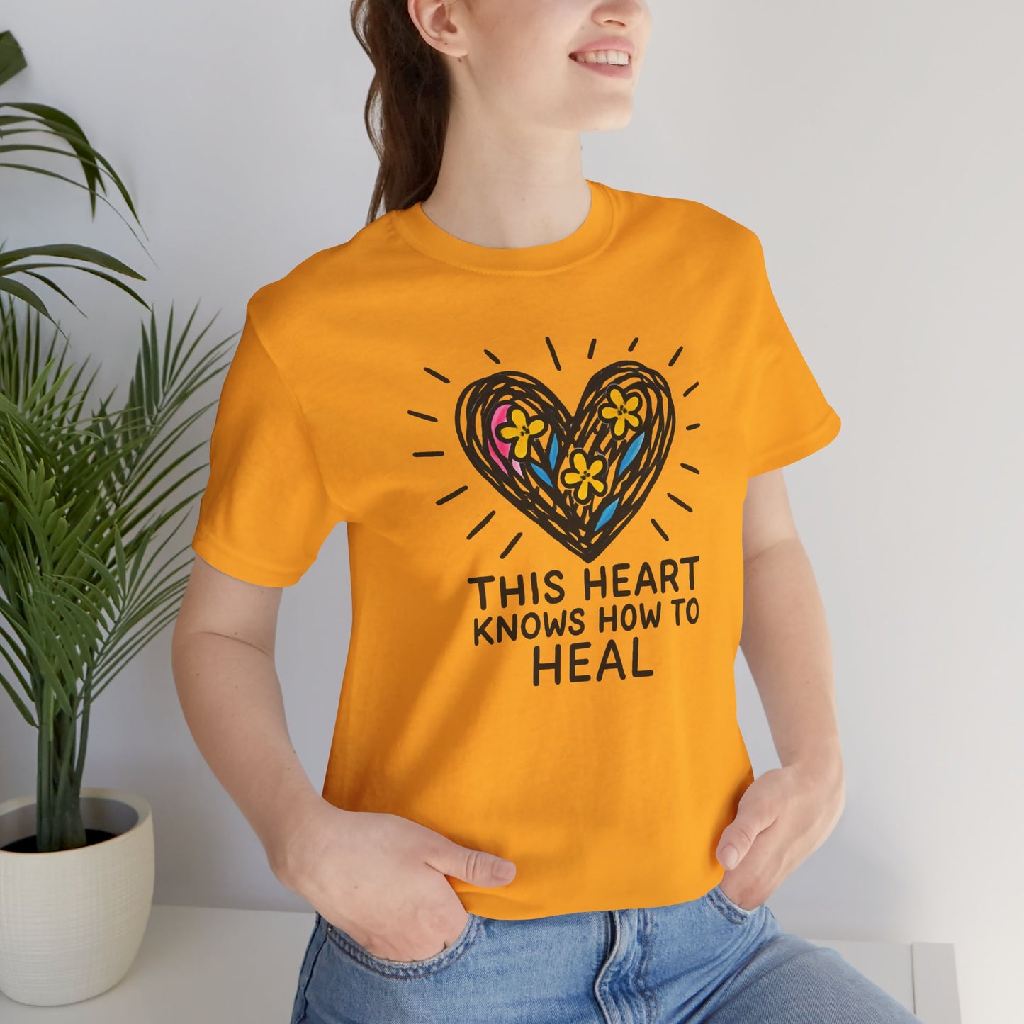 This Heart Knows How to Heal T-Shirt — Emotional Healing, Soft Heart Graphic Tee