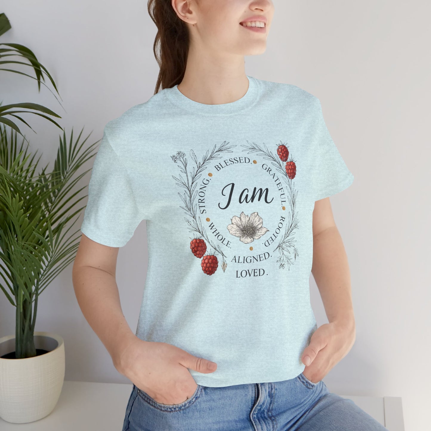 I Am Aligned & Loved – Spiritual Botanical Affirmation Tee