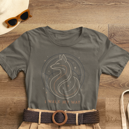 I Walk My Way Celestial Fox Shirt – Mystic Animal Graphic Tee for Free Spirits
