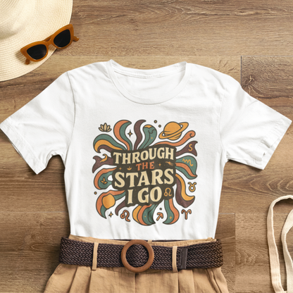 Through the Stars I Go Shirt | Retro Spacecore Tee | Cosmic Journey Top | Gentle Rebels Collection