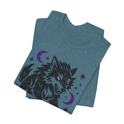 Fearless in the Dark – Moonlit Wolf T-Shirt, Mystic Creature Graphic Tee, Courage & Shadow Work Shirt