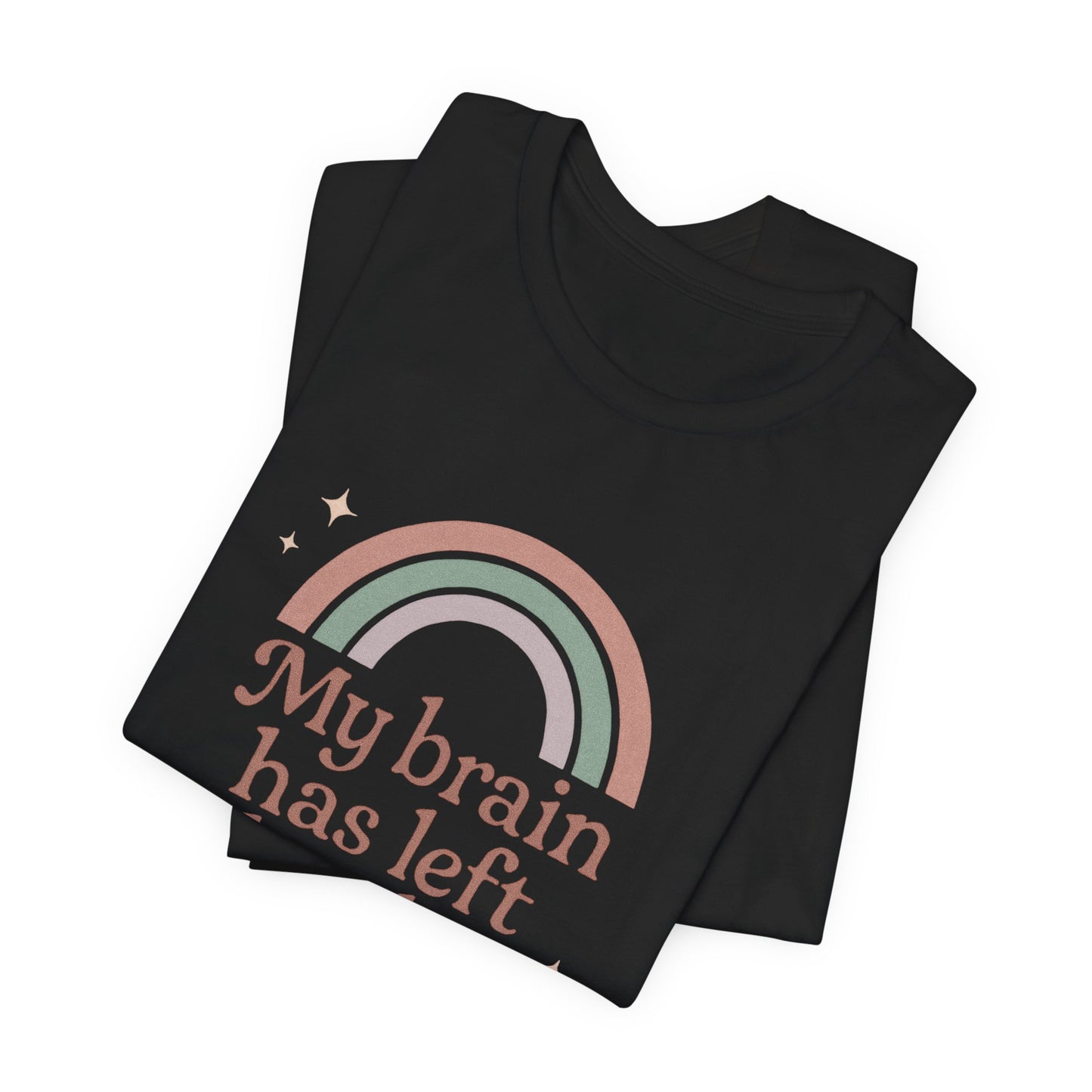 Funny Rainbow Quote T-Shirt – “My Brain Has Left the Chat” Retro Graphic Tee for Introverts & Humor Lovers