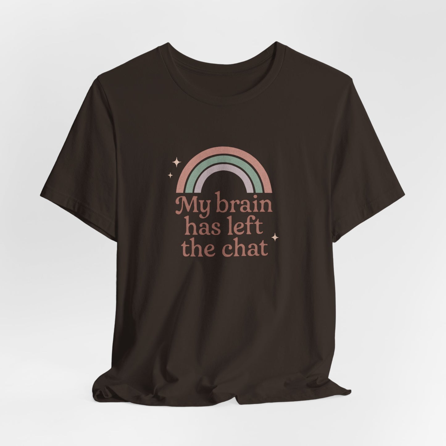 Pastel Retro “My Brain Has Left the Chat” T-Shirt – Funny Mental Health Shirt for Burnout & Brain Fog