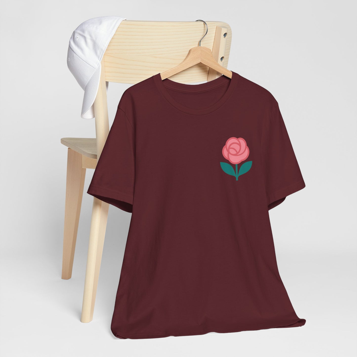 Love in Full Bloom T-Shirt – Retro Floral Graphic Tee with Front Rose & Back Flower Design – Positive Vibes Shirt