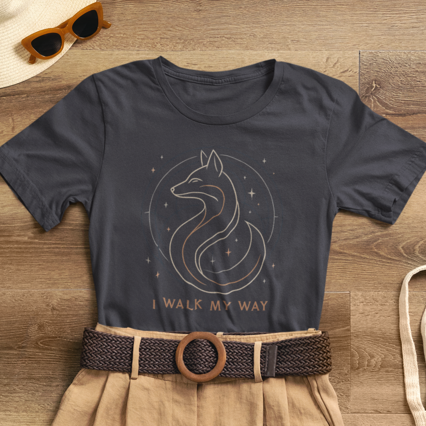 I Walk My Way Celestial Fox Shirt – Mystic Animal Graphic Tee for Free Spirits