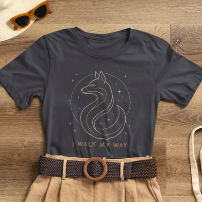 I Walk My Way Celestial Fox Shirt – Mystic Animal Graphic Tee for Free Spirits