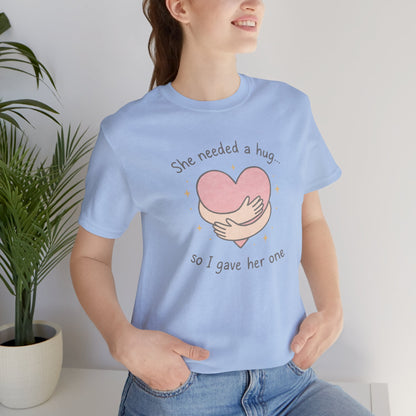 Cute Soft Pink Hug T-Shirt – Empathy, Comfort & Healing Graphic Tee