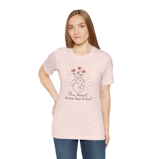 Healing Heart – Self-Growth Affirmation Tee with Floral Heart Design