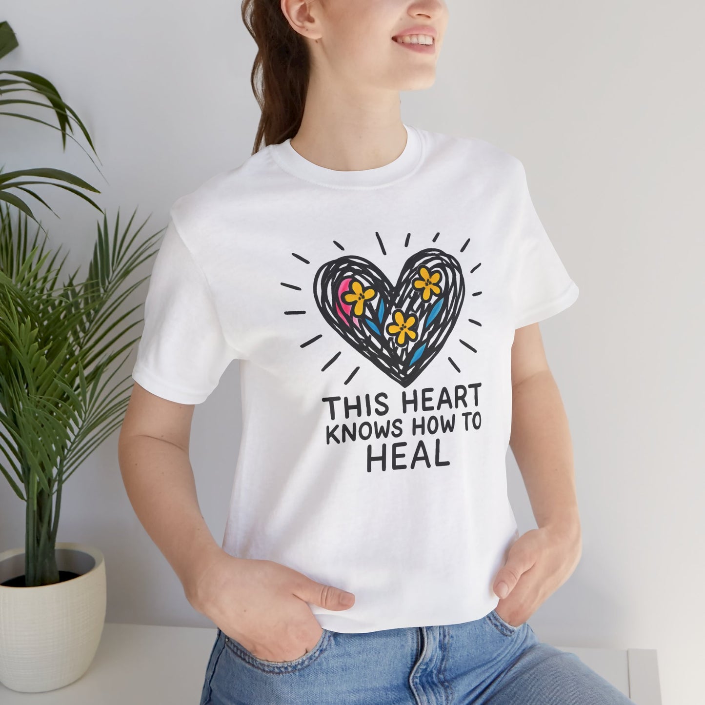This Heart Knows How to Heal T-Shirt — Emotional Healing, Soft Heart Graphic Tee