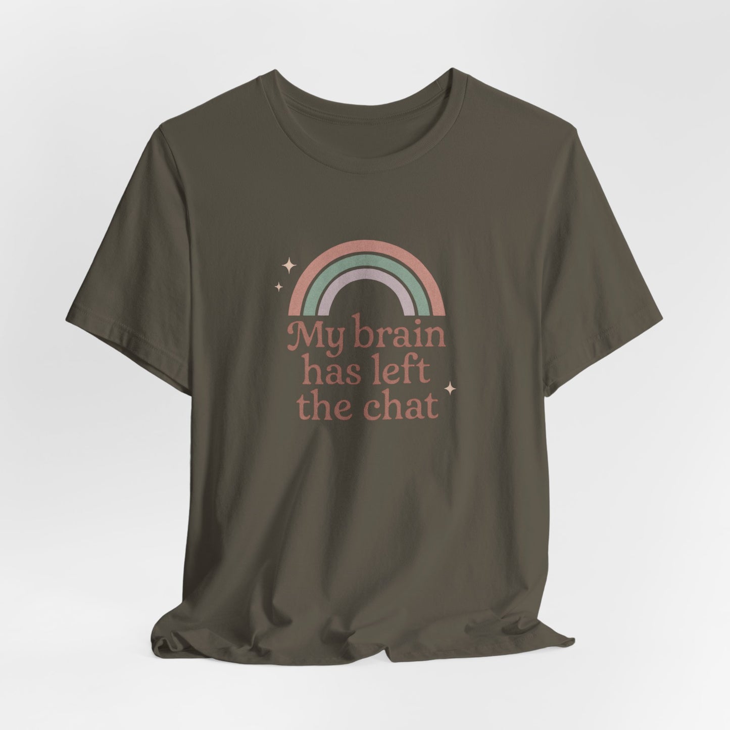 Pastel Retro “My Brain Has Left the Chat” T-Shirt – Funny Mental Health Shirt for Burnout & Brain Fog