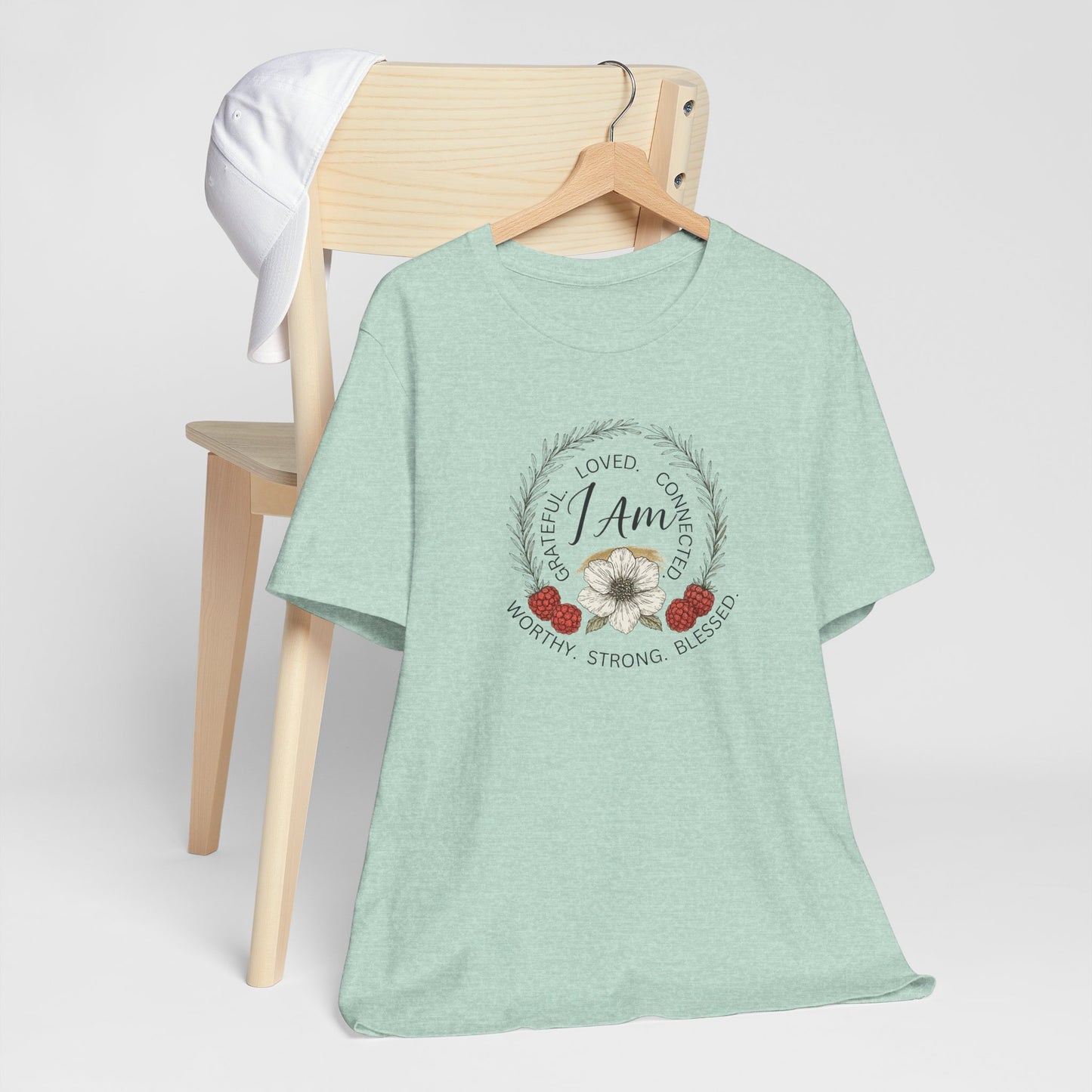 I Am Affirmation Shirt – Self Love T-Shirt, Empowerment Wreath Tee, Grateful Worthy Strong Blessed Top