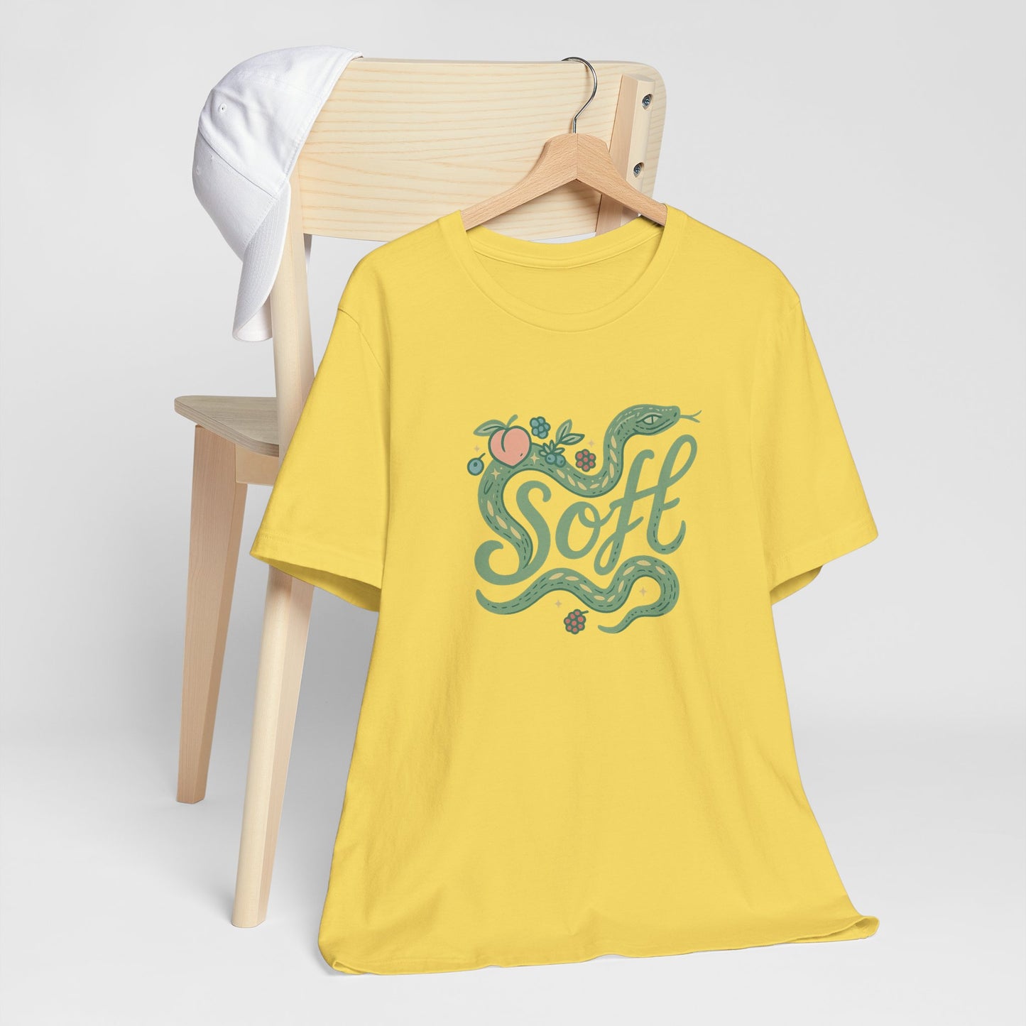 Soft Snake Graphic Tee – Mystical Nature-Inspired Unisex Shirt, Botanical Serpent Design, Whimsical Eco Aesthetic